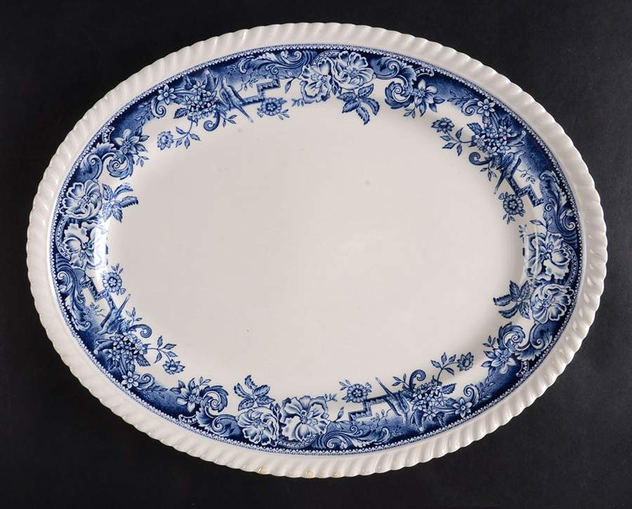 Devonshire Blue 12" Oval Serving Platter by Johnson Brothers-1