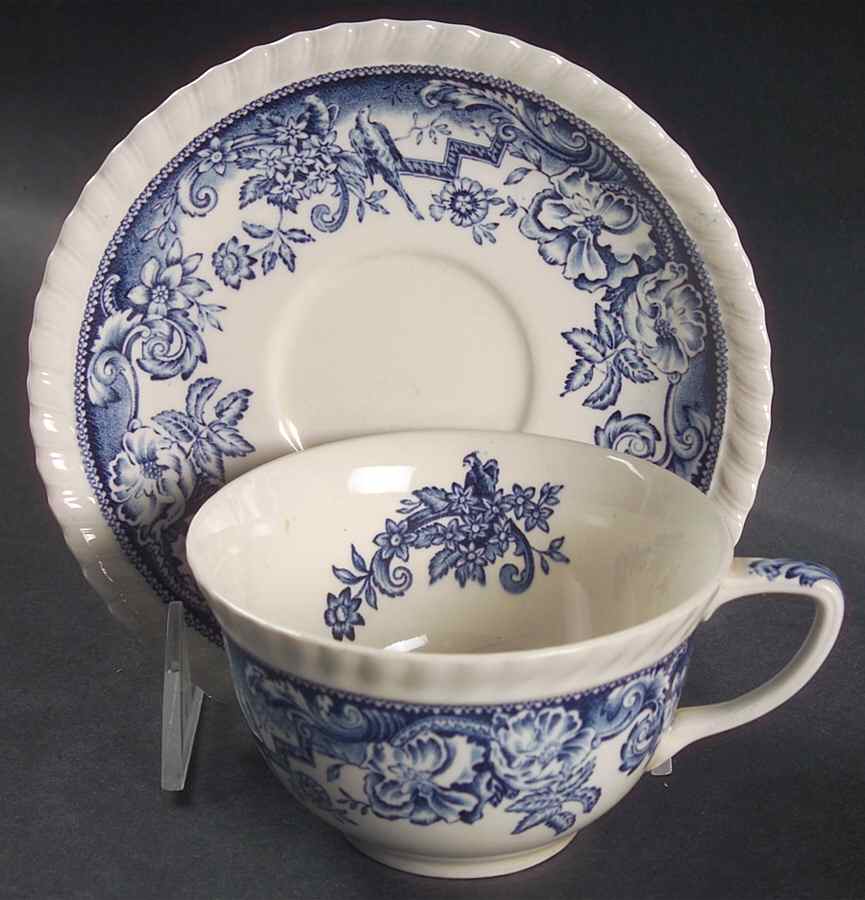 Devonshire Blue Flat Cup & Saucer Set by Johnson Brothers-1