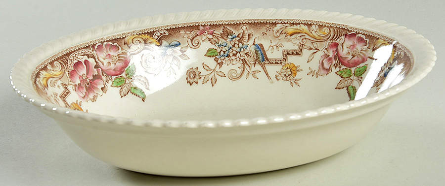 Devonshire Brown Multicolor 8" Oval Vegetable Bowl by Johnson Brothers-1