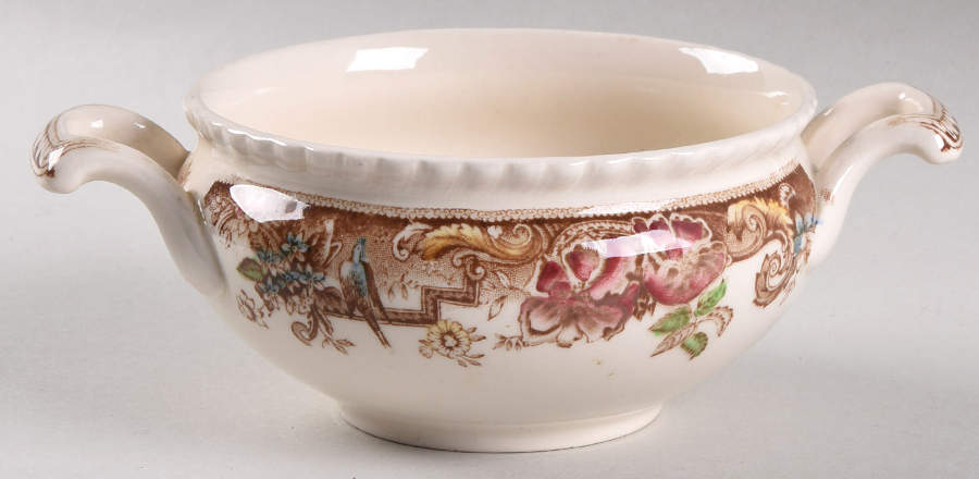 Devonshire Brown Multicolor Sugar Bowl No Lid by Johnson Brothers-1