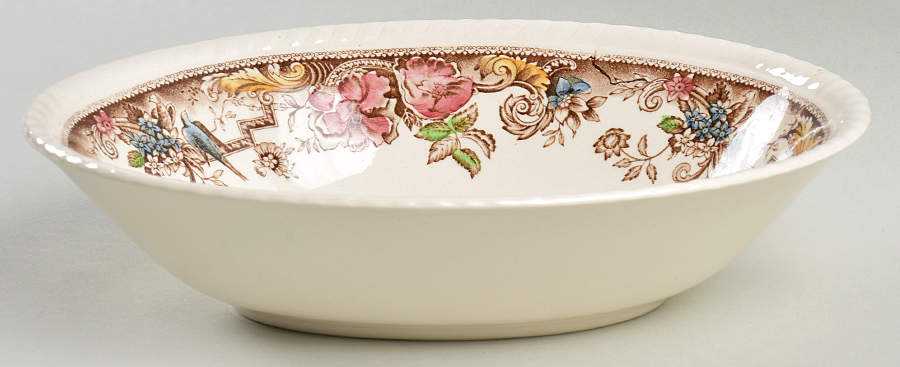 Devonshire Brown Multicolor 9" Oval Vegetable Bowl by Johnson Brothers-1