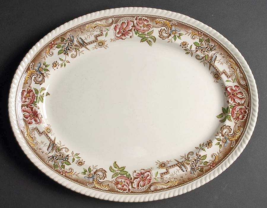 Devonshire Brown Multicolor 16" Oval Serving Platter by Johnson Brothers-1