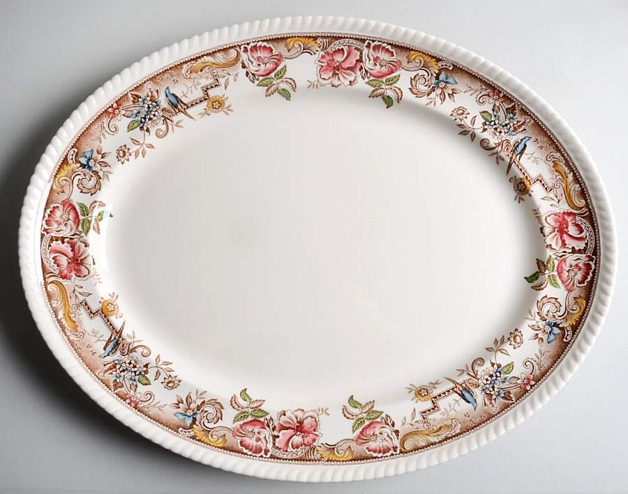 Devonshire Brown Multicolor 17" Oval Serving Platter by Johnson Brothers-1