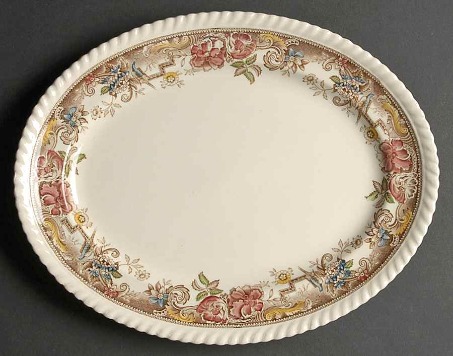 Devonshire Brown Multicolor 11" Oval Serving Platter by Johnson Brothers-1