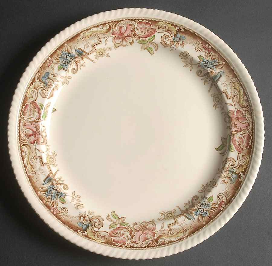 Devonshire Brown Multicolor 12" Chop Plate (Round Platter) by Johnson Brothers-1