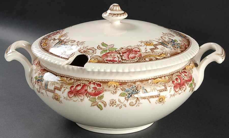 Devonshire Brown Multicolor Tureen &  Lid by Johnson Brothers-1