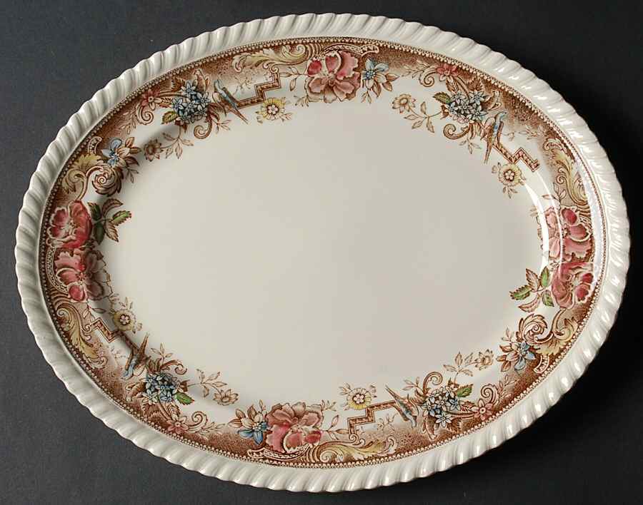 Devonshire Brown Multicolor 10" Oval Serving Platter by Johnson Brothers-1