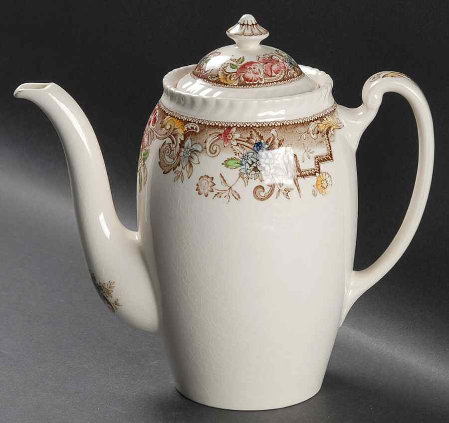 Devonshire Brown Multicolor Coffee Pot & Lid by Johnson Brothers-1