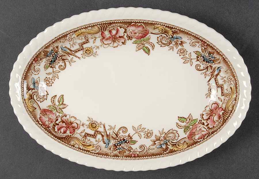 Devonshire Brown Multicolor Relish/Gravy Underplate by Johnson Brothers-1