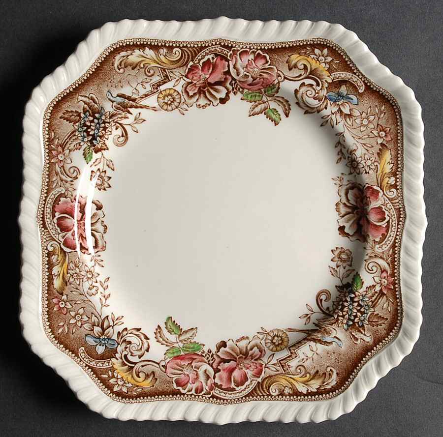 Devonshire Brown Multicolor Square Salad Plate by Johnson Brothers-1