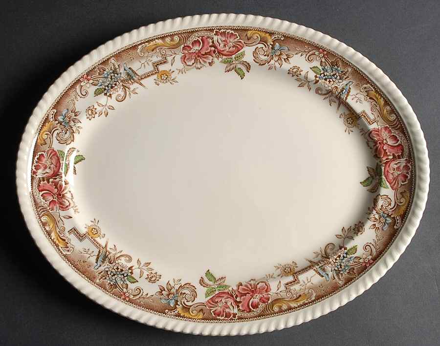 Devonshire Brown Multicolor 14" Oval Serving Platter by Johnson Brothers-1