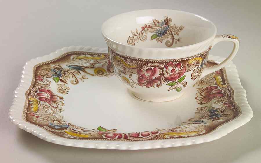 Devonshire Brown Multicolor Snack Plate & Cup Set by Johnson Brothers-1