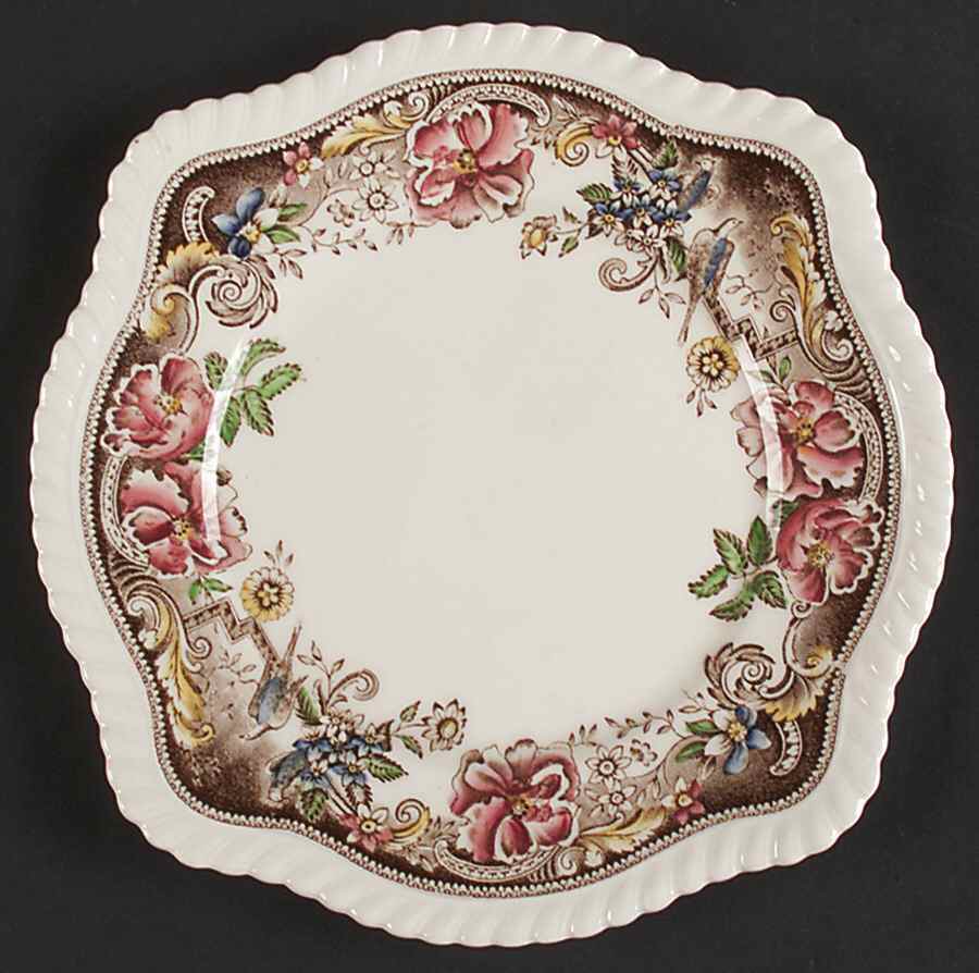 Devonshire Brown Multicolor Square Salad Plate by Johnson Brothers-1
