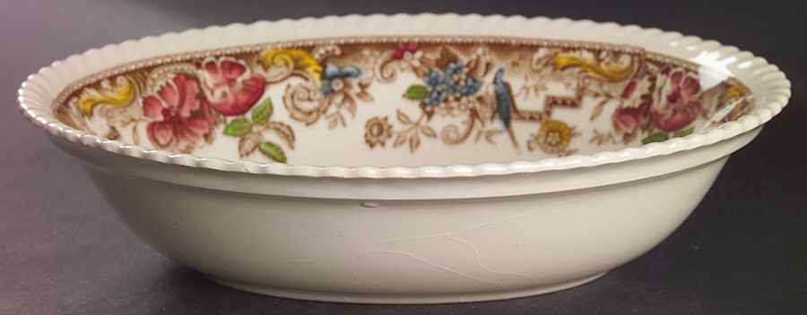 Devonshire Brown Multicolor 9" Oval Vegetable Bowl by Johnson Brothers-1