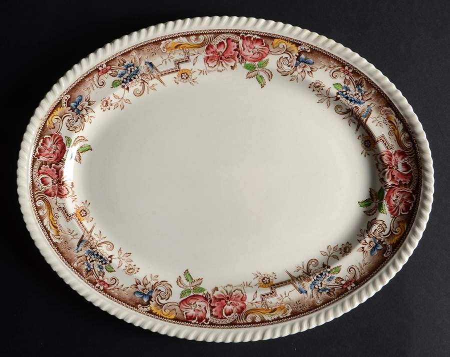 Devonshire Brown Multicolor 13" Oval Serving Platter by Johnson Brothers-1