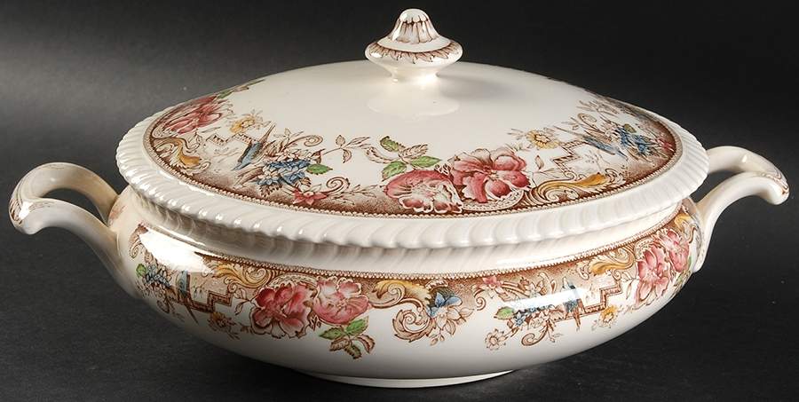 Devonshire Brown Multicolor Round Covered Vegetable by Johnson Brothers-1