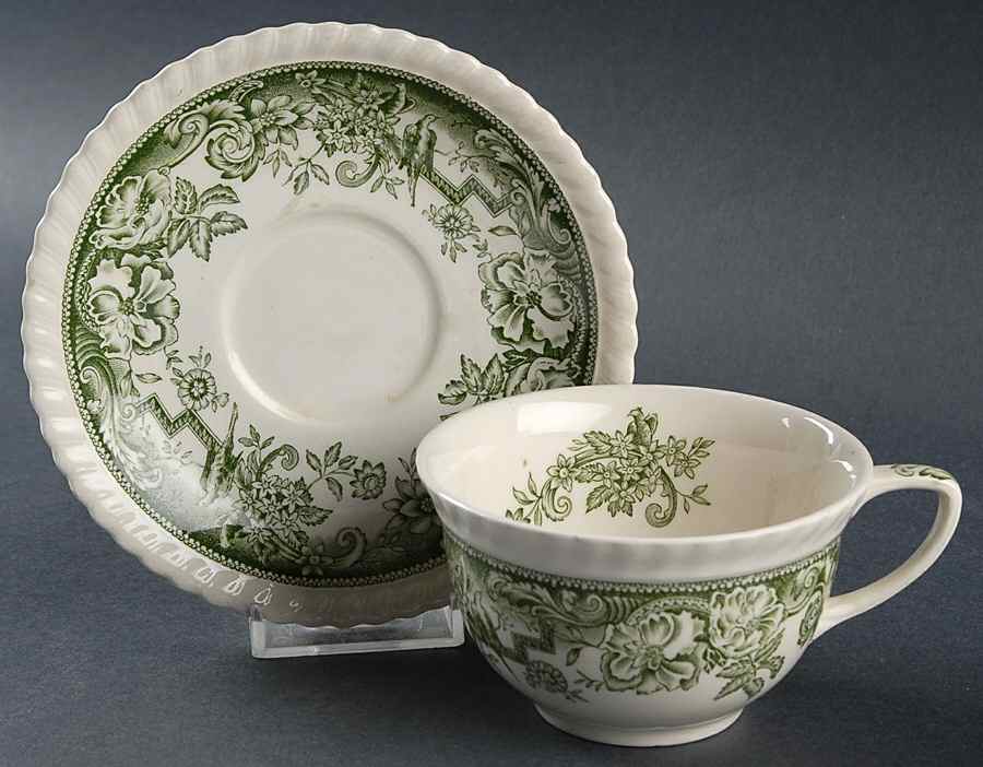 Devonshire Green Flat Cup & Saucer Set by Johnson Brothers-1