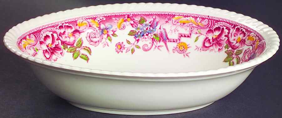 Devonshire Red Multicolor 9" Oval Vegetable Bowl by Johnson Brothers-1