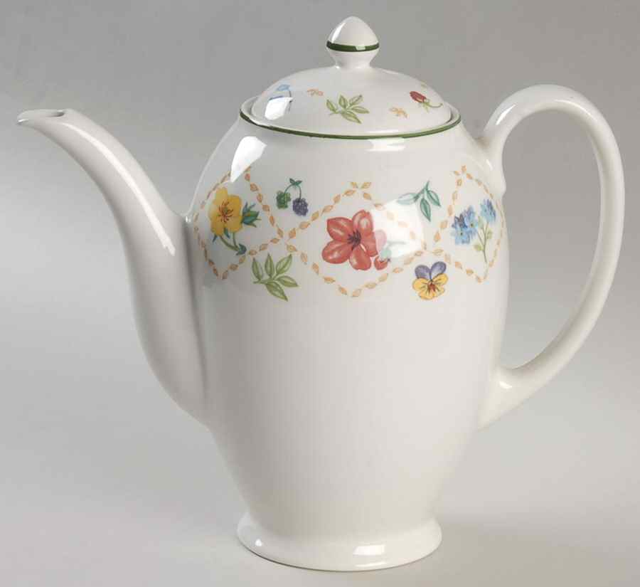 Diamond Flowers Coffee Pot & Lid by Johnson Brothers-1