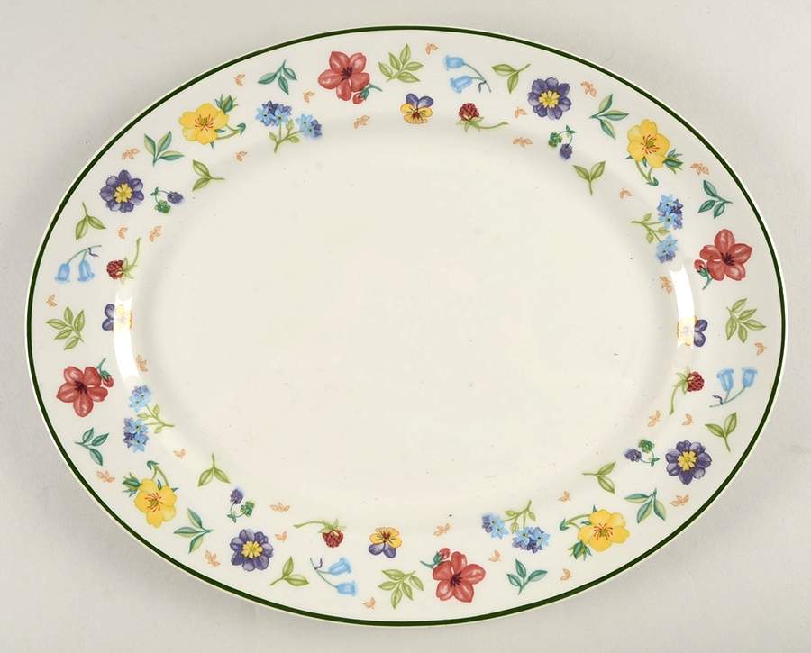 Diamond Flowers 13" Oval Serving Platter by Johnson Brothers-1