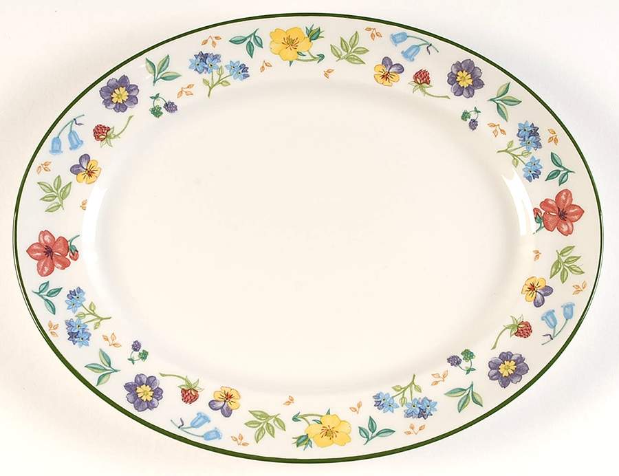 Diamond Flowers 12" Oval Serving Platter by Johnson Brothers-1