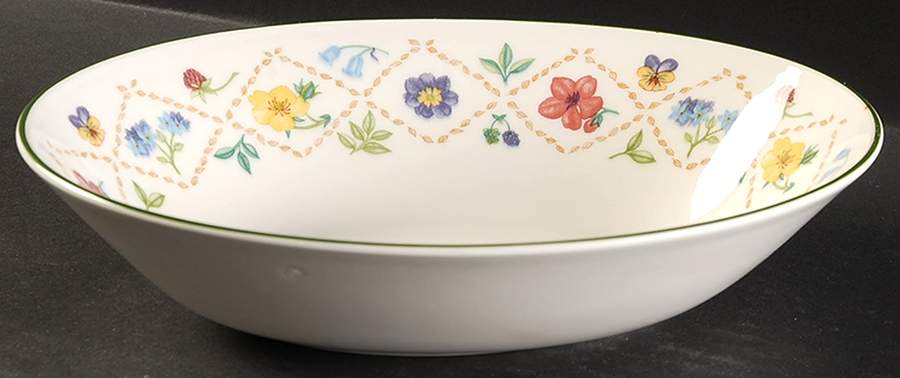 Diamond Flowers 9" Oval Vegetable Bowl by Johnson Brothers-1