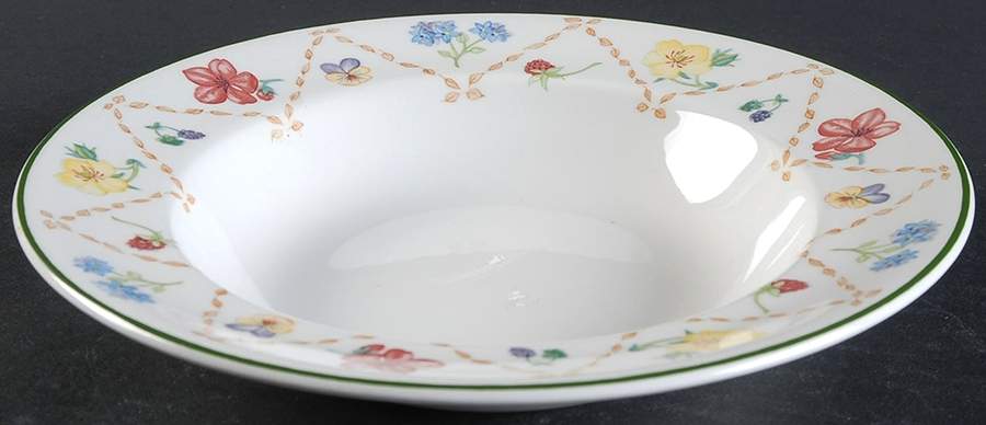 Diamond Flowers Rim Soup Bowl by Johnson Brothers-1
