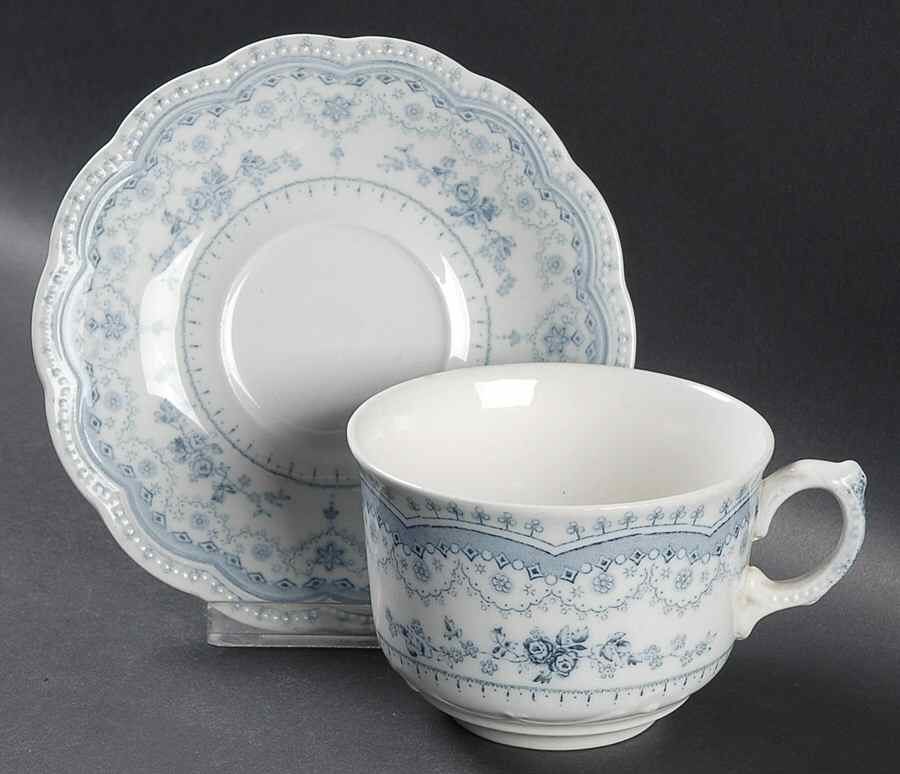 Dorothy (Blue Transfer, No Trim) Oversized Cup & Saucer Set by Johnson Brothers-1