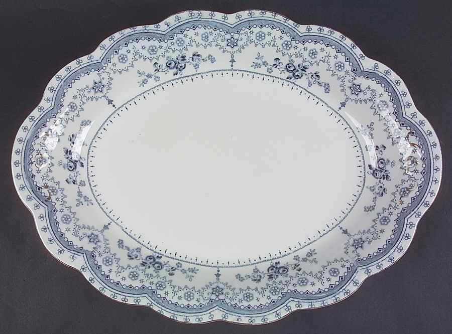 Dorothy (Blue Transfer, Gold Trim) 16" Oval Serving Platter by Johnson Brothers-1