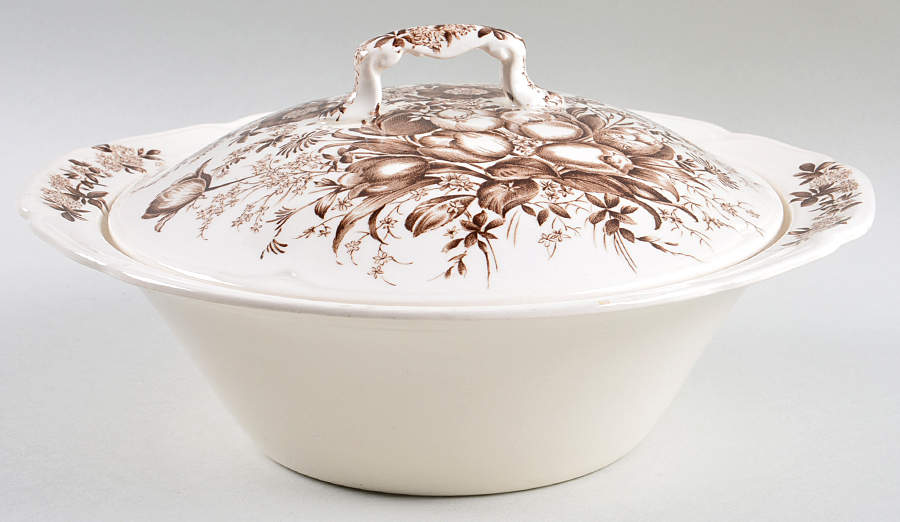 Dover Brown Round Covered Vegetable by Johnson Brothers-1