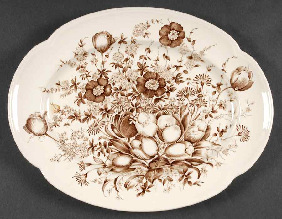 Dover Brown 12" Oval Serving Platter by Johnson Brothers-1