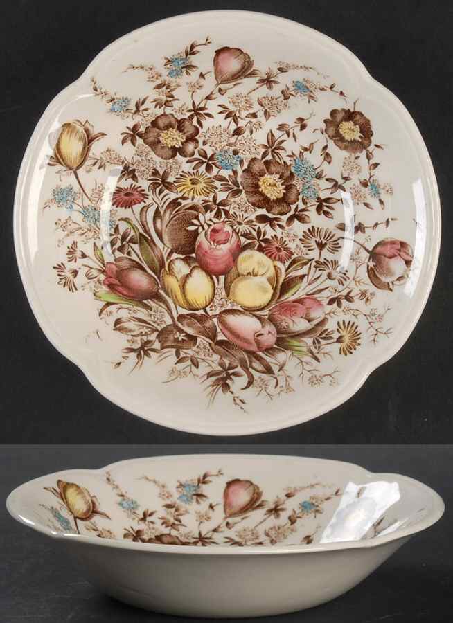 Dover Brown Multicolor Fruit/Dessert (Sauce) Bowl by Johnson Brothers-1