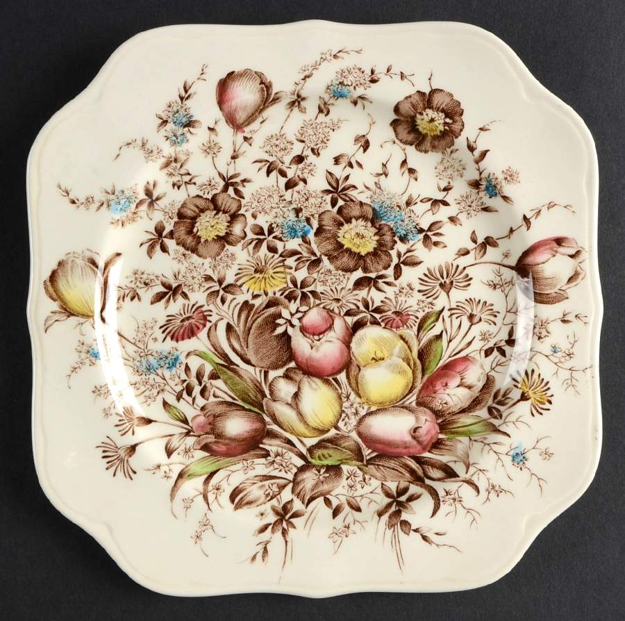 Dover Brown Multicolor Square Salad Plate by Johnson Brothers-1