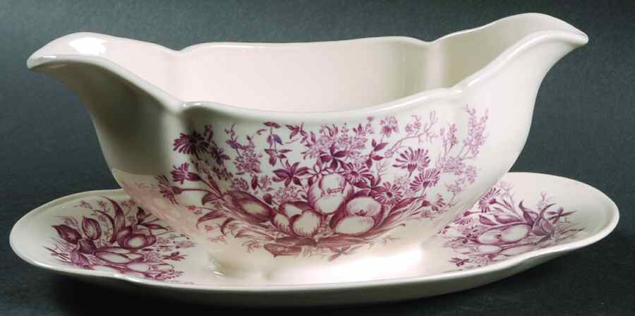 Dover Mulberry Gravy Boat with Attached Underplate by Johnson Brothers-1
