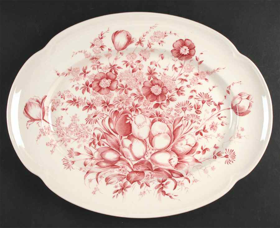 Dover Red 16" Oval Serving Platter by Johnson Brothers-1
