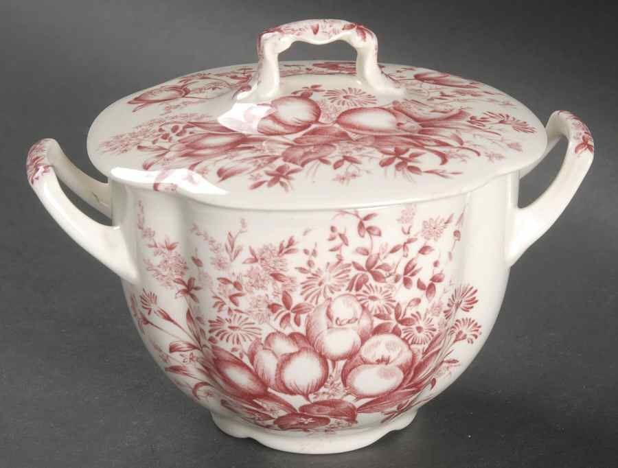 Dover Red Sugar Bowl & Lid by Johnson Brothers-1
