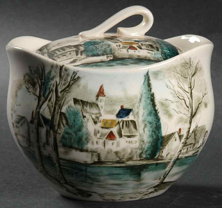 Dream Town Green Multicolor Sugar Bowl & Lid by Johnson Brothers-1