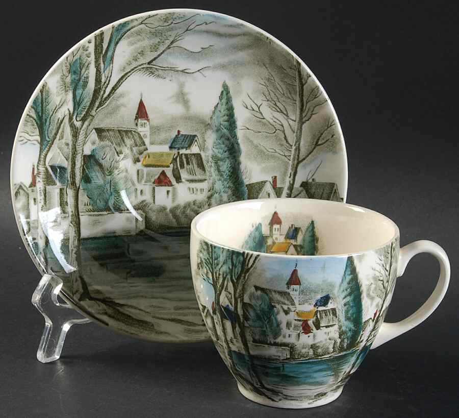 Dream Town Green Multicolor Flat Cup & Saucer Set by Johnson Brothers-1