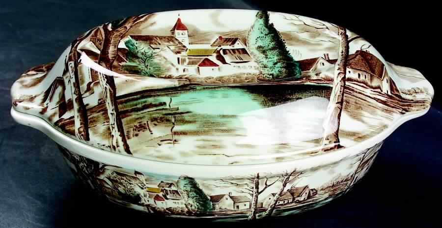 Dream Town Brown Multicolor 2 Quart Oval Covered Casserole by Johnson Brothers-1