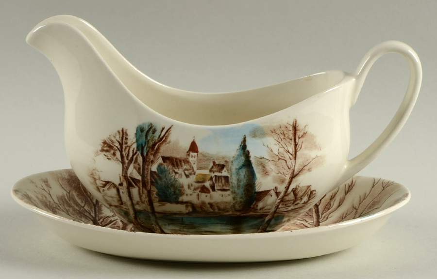 Dream Town Brown Multicolor Gravy Boat & Underplate/Relish by Johnson Brothers-1