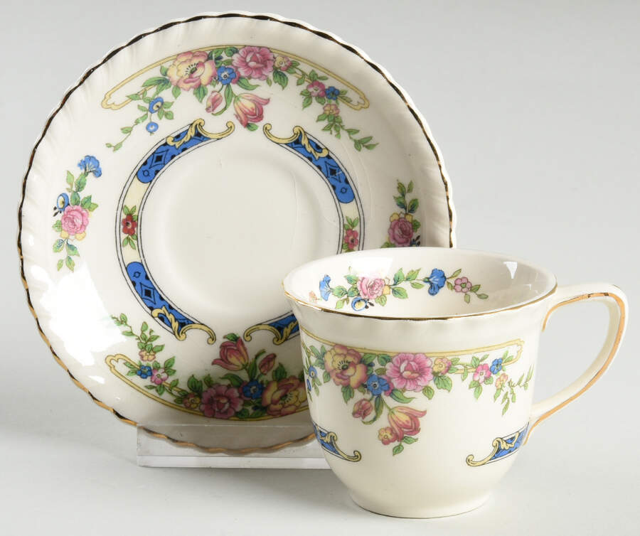 Eastbourne (Old English) Flat Demitasse Cup & Saucer Set by Johnson Brothers-1