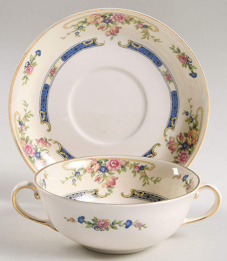Eastbourne (Pareek) Flat Cream Soup Bowl & Saucer Set by Johnson Brothers-1