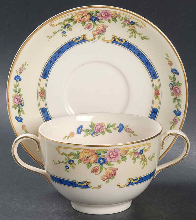 Eastbourne (Pareek) Flat Bouillon Cup & Saucer by Johnson Brothers-1