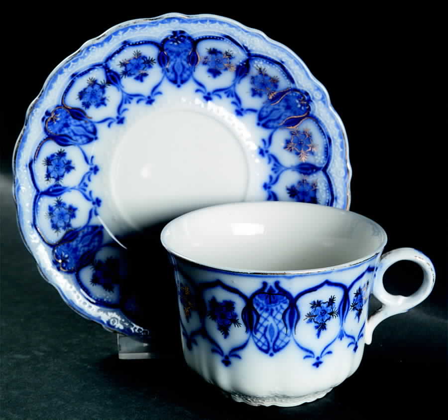 Eclipse (Flow Blue) Oversized Cup & Saucer Set by Johnson Brothers-1