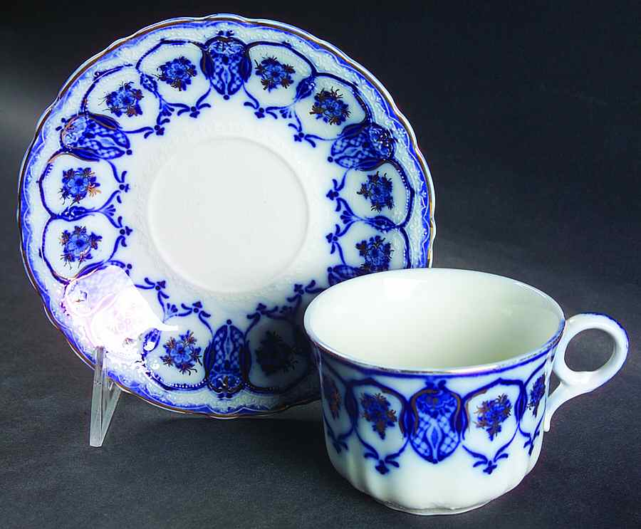 Eclipse (Flow Blue) Flat Cup & Saucer Set by Johnson Brothers-1