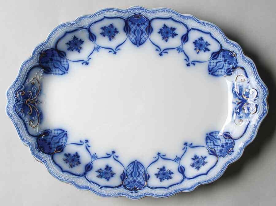 Eclipse (Flow Blue) 14" Oval Serving Platter by Johnson Brothers-1
