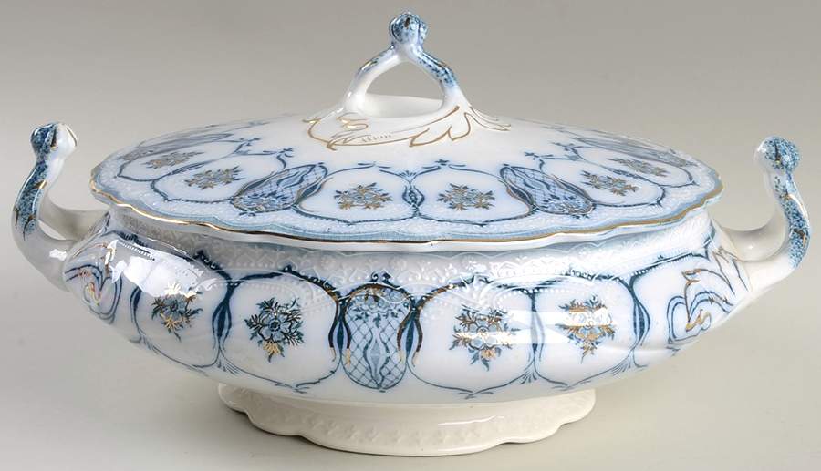 Eclipse (Flow Blue) Round Covered Vegetable by Johnson Brothers-1