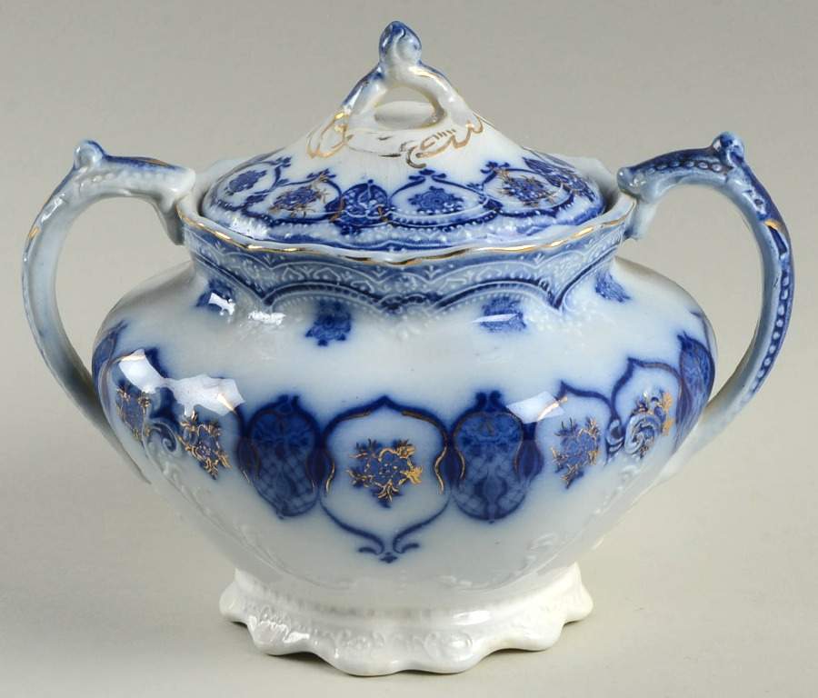 Eclipse (Flow Blue) Sugar Bowl & Lid by Johnson Brothers-1