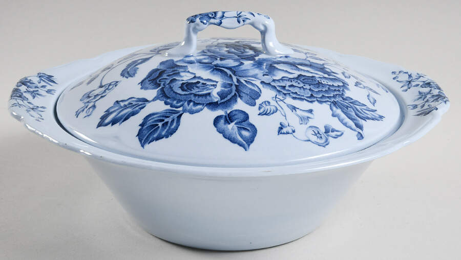 Elizabeth Blue (Blue Background) Round Covered Vegetable by Johnson Brothers-1