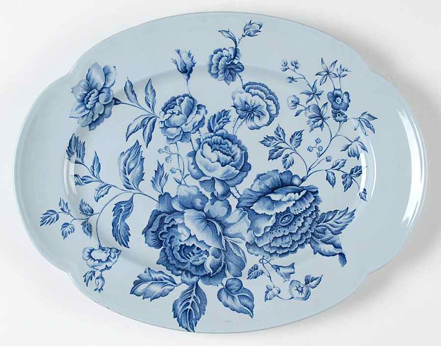 Elizabeth Blue (Blue Background) 12" Oval Serving Platter by Johnson Brothers-1